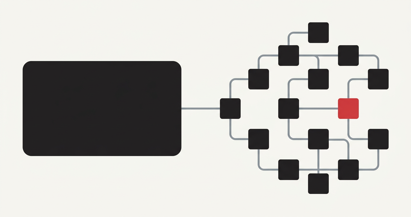 Illustration of a single assistant block connecting to a network of linked plugin modules