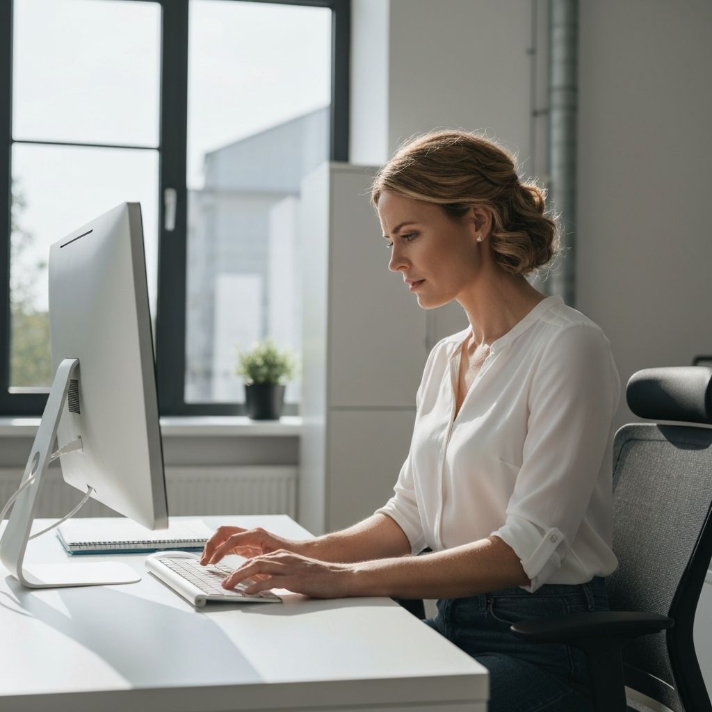 Person experiencing calm and relief while working with modern AI tools in a professional setting